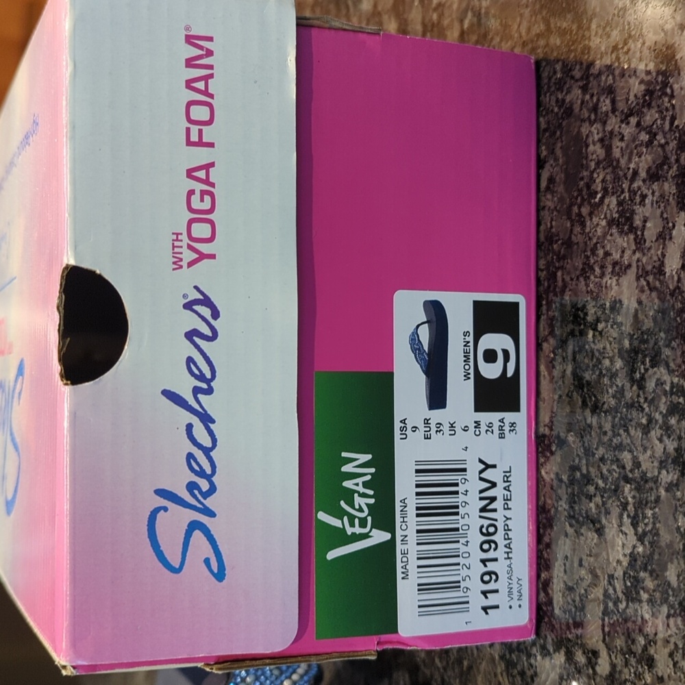 Skechers Navy Blue Yoga Foam Flip Flops Size 9 - Picture 8 of 8
